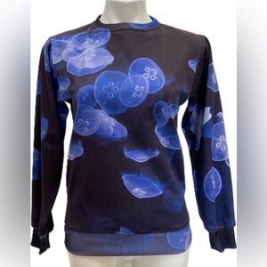 BELOVED BLUE BACK LONG SLEEVE SWEATER MOON JELLYFISH OCEAN TOP